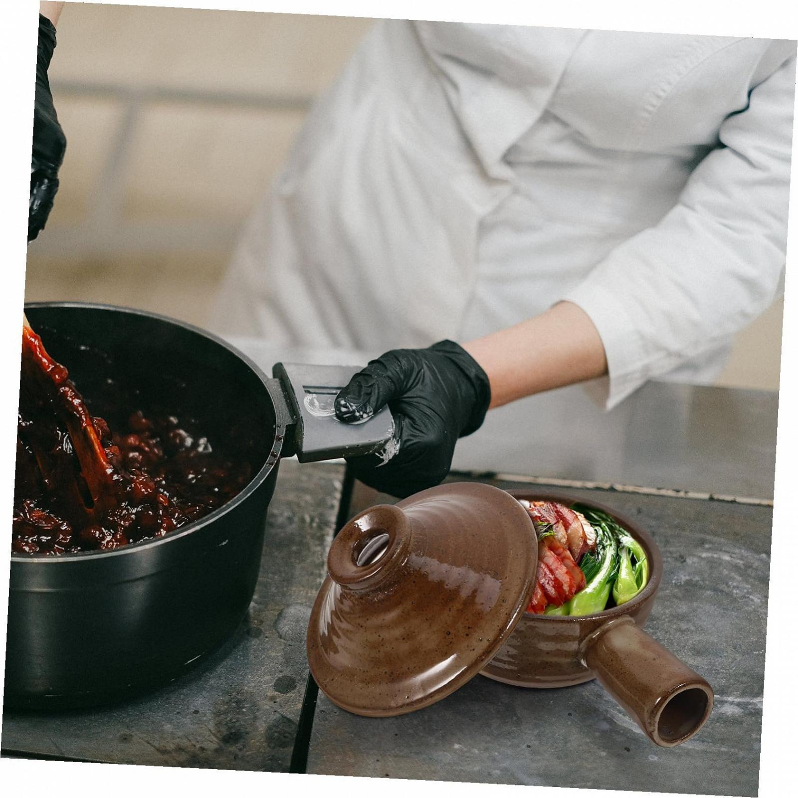 Керамическая кастрюля с крышкой натуральная термостойкая с антипригарным покрытием, фото №6