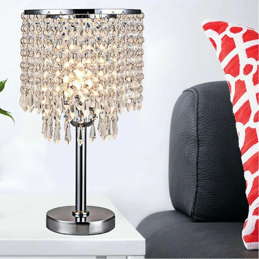 Настільна лампа Crystal Table Lamp E27 кругла основа сучасна декоративна кришталева Прозора, фото №3