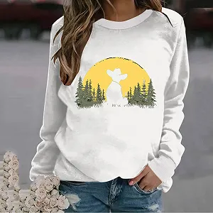 Лонгслив Komiseup Базовый Свитшот с круглым вырезом Свитшот свободного кроя без капюшона Western Cowboy Print Свитшот Праздничная Спортивная рубашка Модный топ с принтом лошади для девочки-подростка Streetwear 15 synthetic.ua - Фото 1