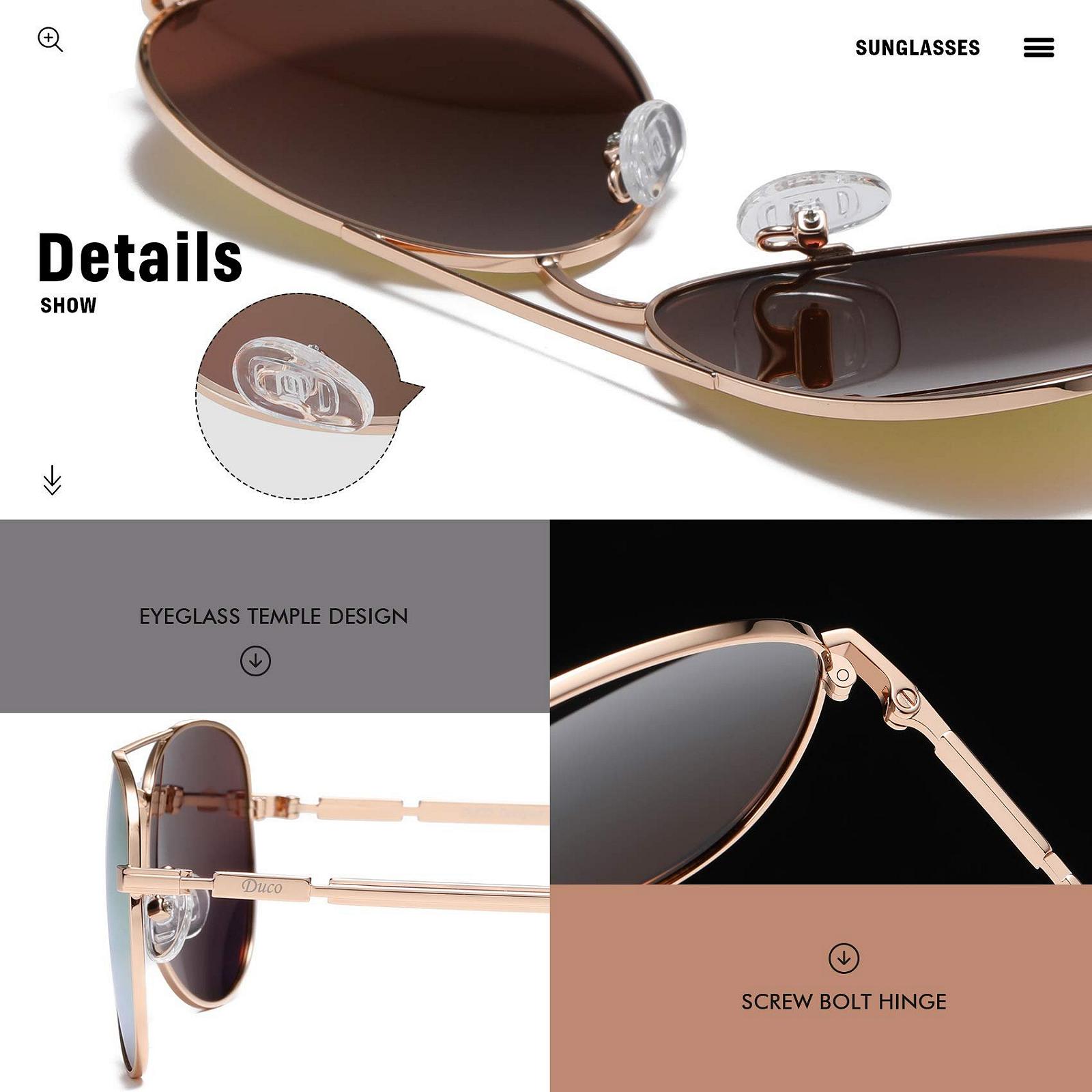 Авіатори Duco Unisex Класичні Поляризовані Сонцезахисні окуляри UV400, фото №5