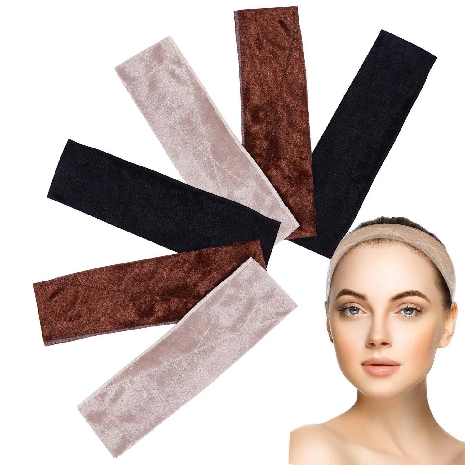 Пов'язка для перуки оксамитова, регульована, тонка, фото №4