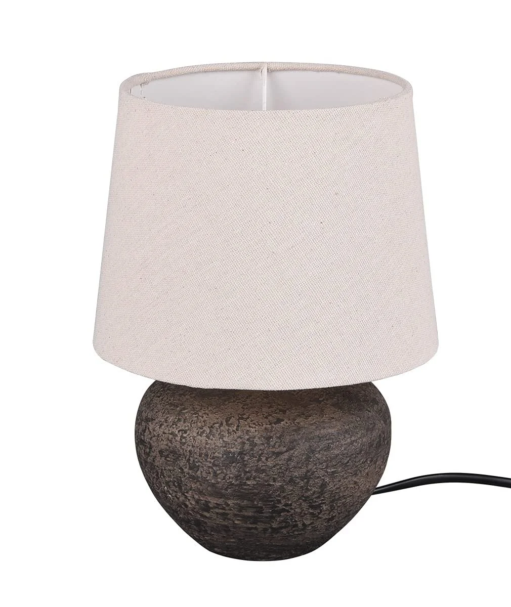 Настільна лампа Reality Leuchten Lou R50961844 Керамічна Коричнева Тканинний плафон Бежева 1x E14 Висота 25 см, фото №1