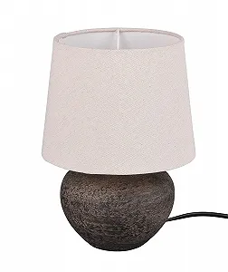 Настільна лампа Reality Leuchten Lou R50961844 Керамічна Коричнева Тканинний плафон Бежева 1x E14 Висота 25 см - Фото 1