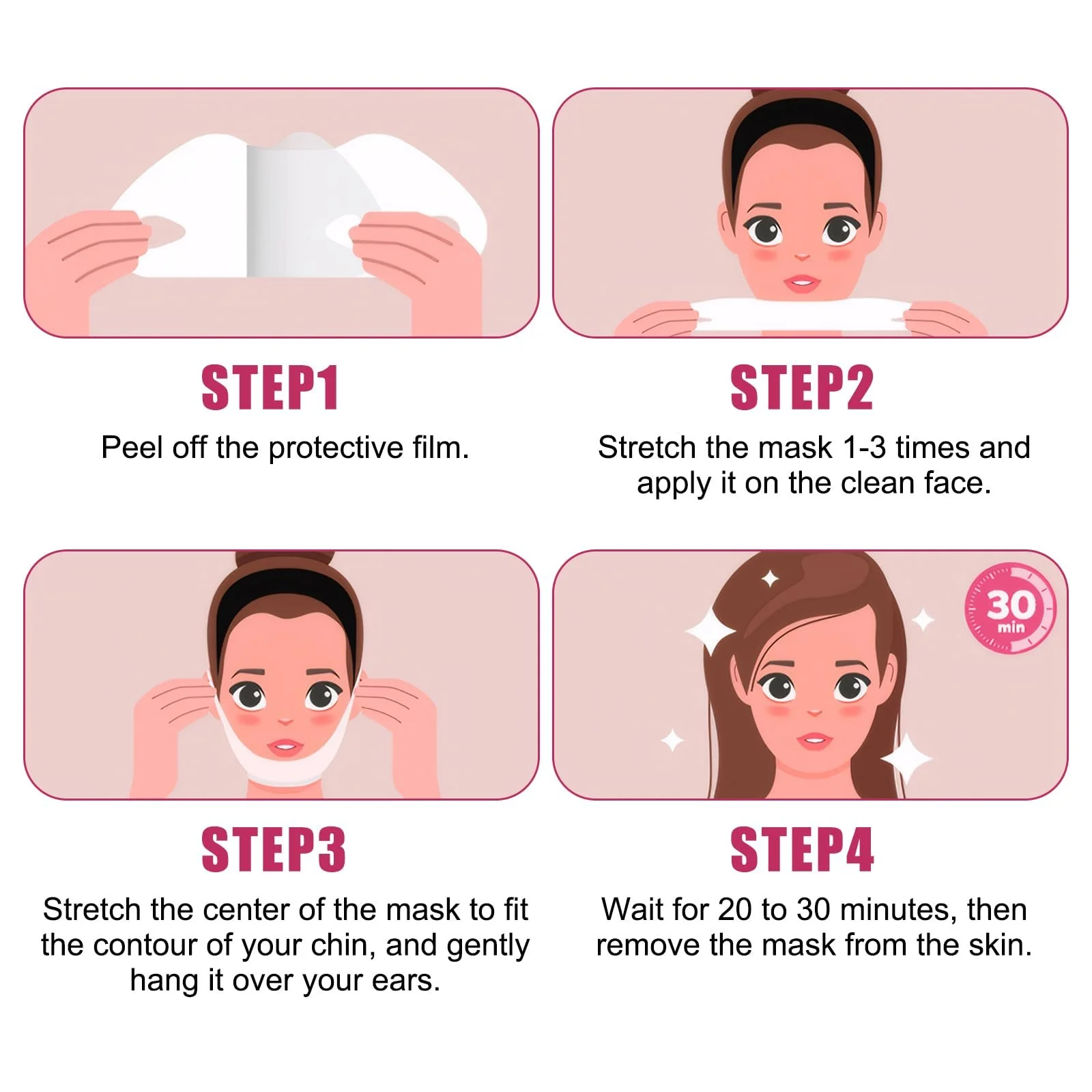 Маска для обличчя з колагеном, ліфтинг, набір з 6 шт, фото №4