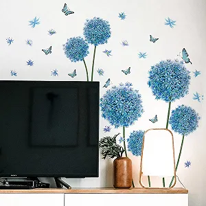 Наклейка на стіну WandSticker4U Dandelion Кульбаба Синя 105 x 69 см synthetic.ua - Фото 1