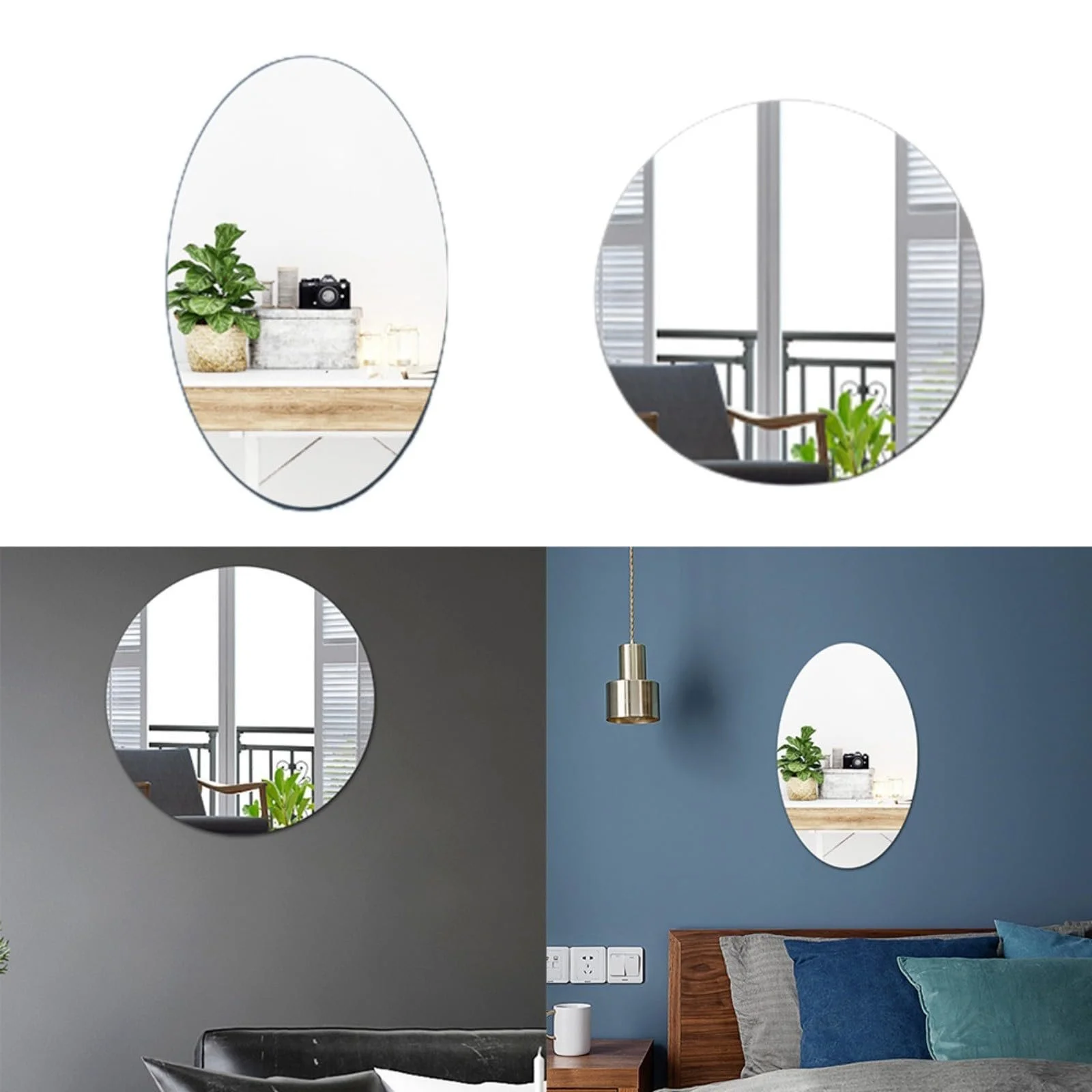 Наклейка на стіну Creative Акрилове дзеркало Овальне Сріблястий 20 x 30 см, фото №4