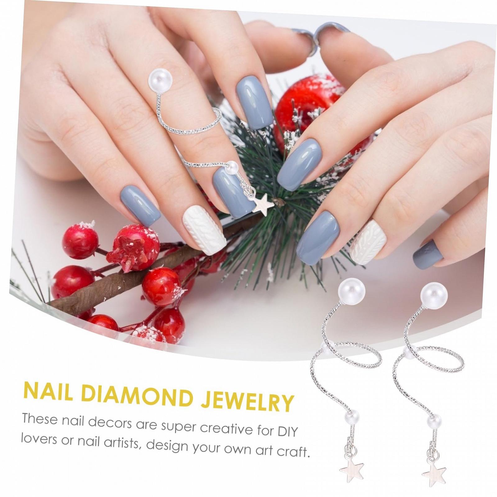 Аксессуары для ногтей Healvian, 3 шт., украшения для ногтей, стразы, кольца для девочек, наклейки для ногтей для нейл-арта, жемчужные драгоценные камни, цепочка для украшения, драгоценные камни для нейл-арта, кольцо со стразами для маникюра, металлические украшения, фото №5