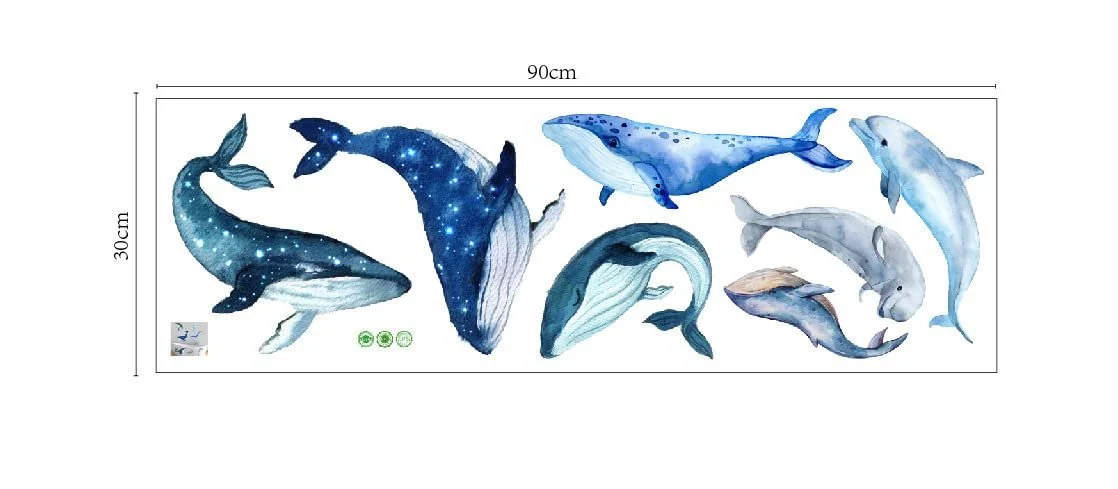 Наклейки на стіну Hanlongyu Гігантські Синій кит 5 наборів та Стрибучий дельфін 2 набори, фото №7 Наклейки на стіну Hanlongyu Гігантські Синій кит 5 наборів та Стрибучий дельфін 2 набори, фото №7