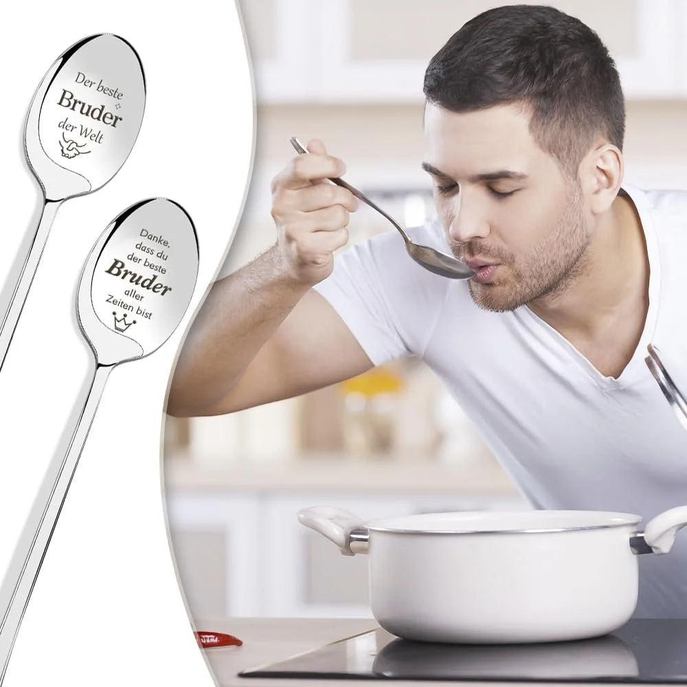 Ложка для кави, Brother, З гравіюванням "Найкращий брат у світі", Паковання з 2 штук, фото №6 Ложка для кави, Brother, З гравіюванням "Найкращий брат у світі", Паковання з 2 штук, фото №6