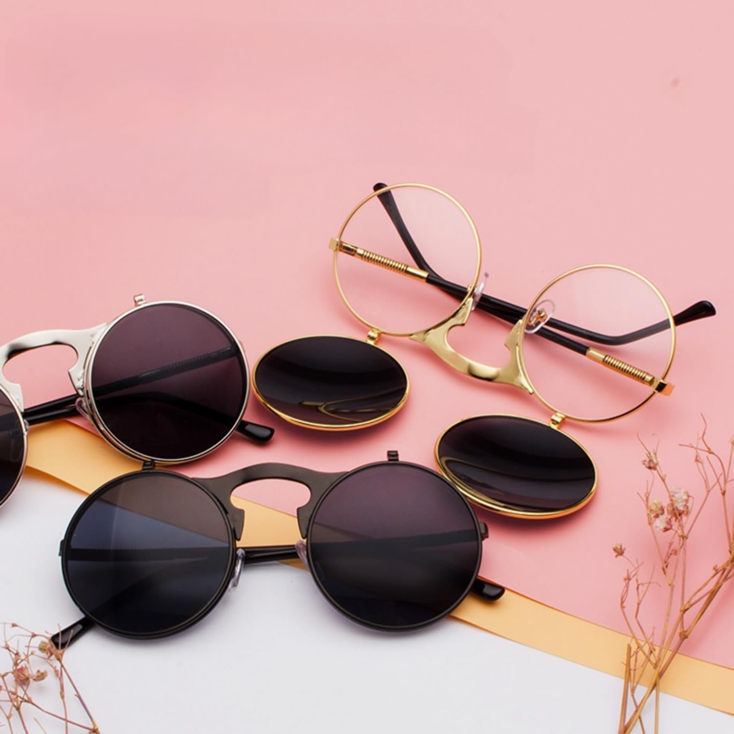 Сонцезахисні окуляри Steampunk qinqilanqi-S Retro Metal для чоловіків і жінок, круглі, металева оправа, фото №7