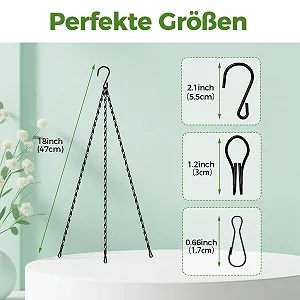 Ланцюги для підвісних кошиків Bamworld Набір 3 шт 47 см Металеві Чорні synthetic.ua - Фото 1