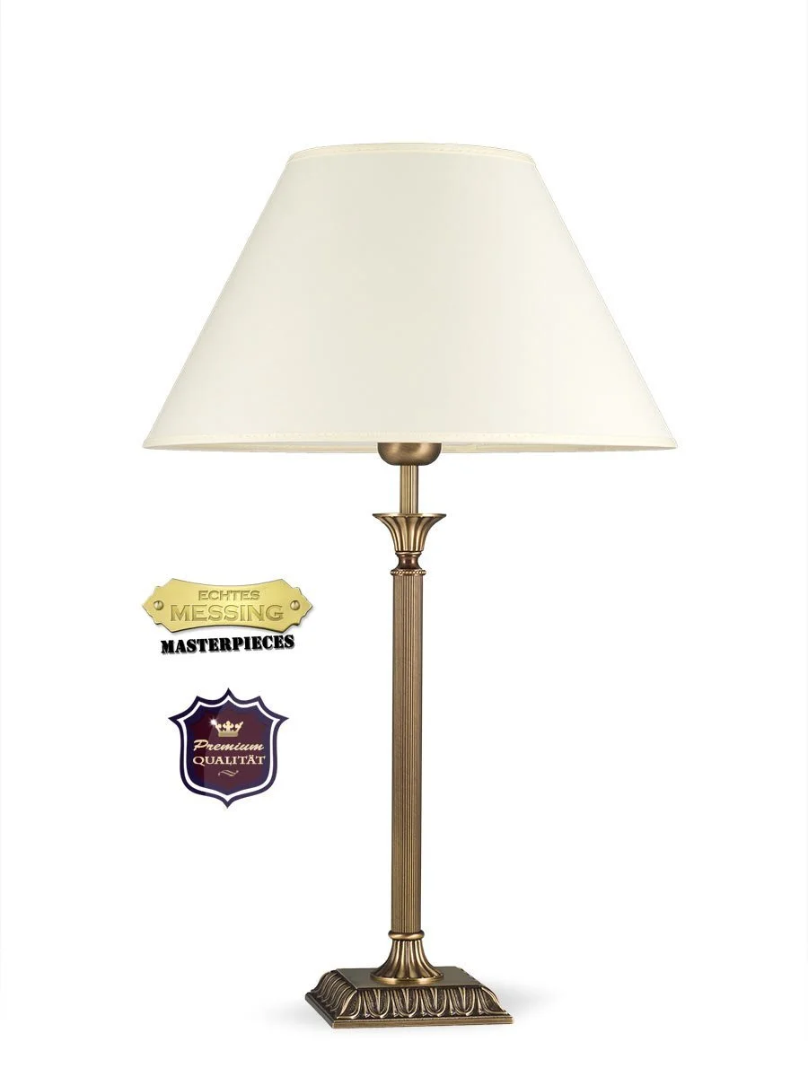 Настільна лампа 403777/6 велика в стилі модерн, антична латунь, 1 x E27 Пастельно-жовтий, фото №2
