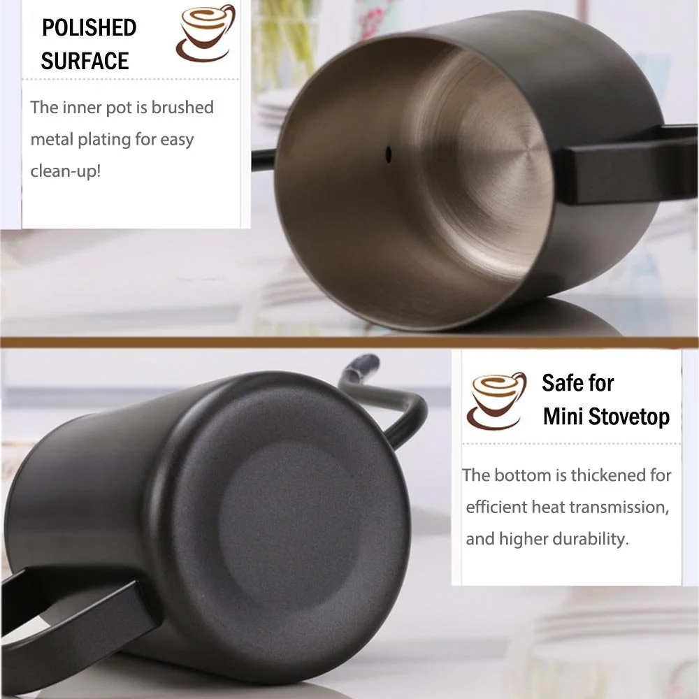 Кавник з носиком гусяча шия 600 мл Покриття Teflon Чорний, фото №3