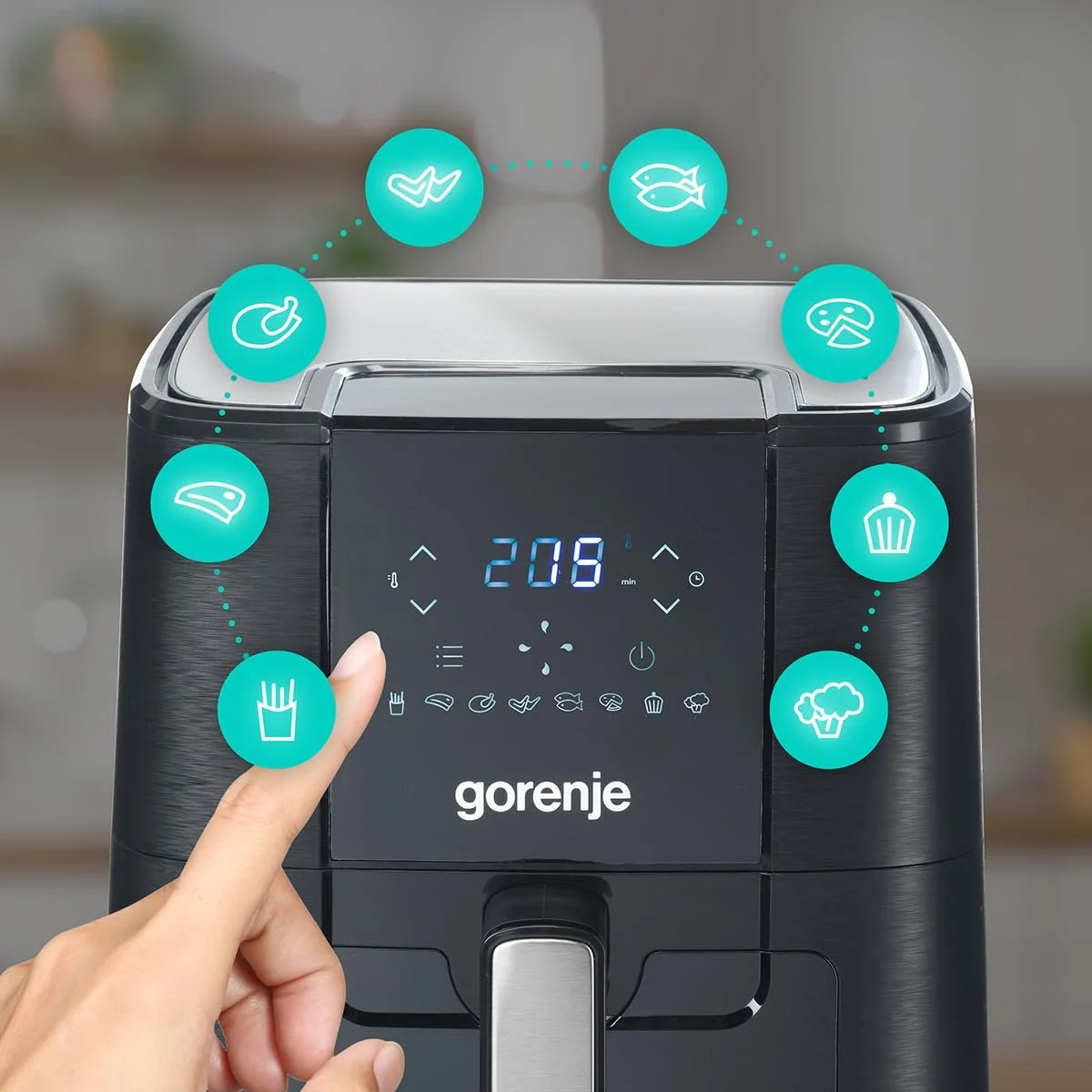 Мультипіч Gorenje AF1350DWB 1350 Вт 5.4 л 8 програм LED-індикатор Чорна, фото №5 Мультипіч Gorenje AF1350DWB 1350 Вт 5.4 л 8 програм LED-індикатор Чорна, фото №5