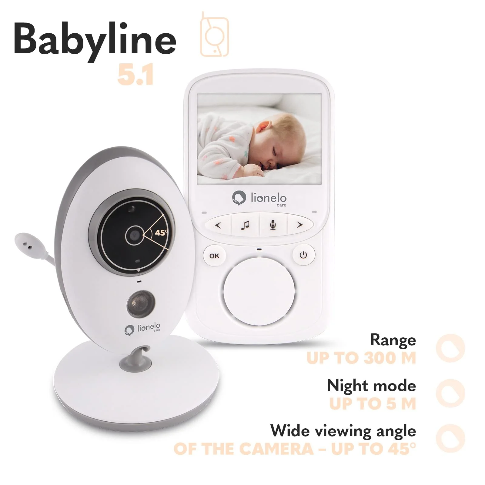 Відеоняня Lionelo Babyline 5.1 300 м 2 Cameras Night Mode VOX, фото №5 Відеоняня Lionelo Babyline 5.1 300 м 2 Cameras Night Mode VOX, фото №5