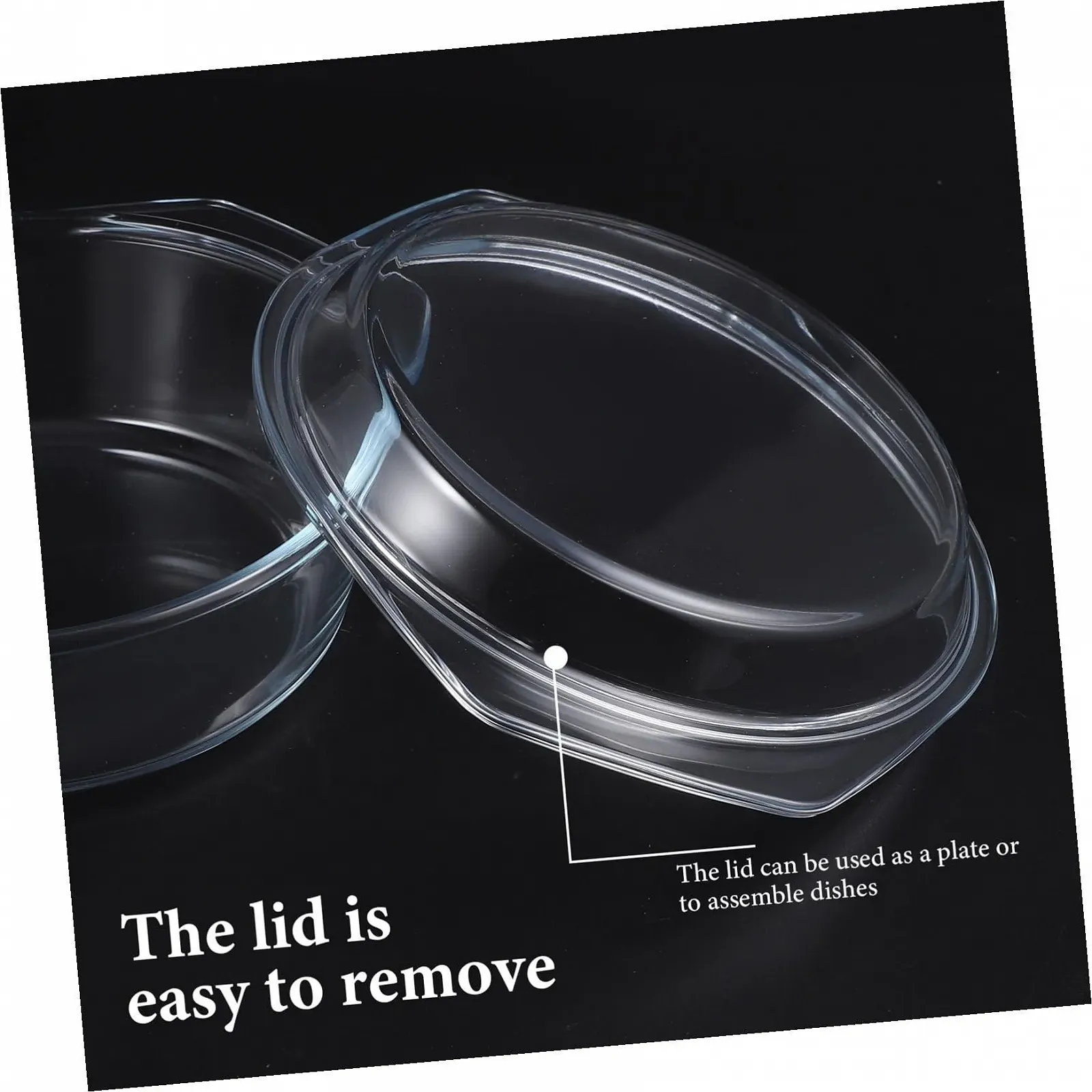 Круглая стеклянная форма для запекания Gadpiparty с крышкой и ручками из боросиликатного стекла термостойкая, фото №6