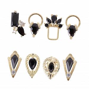 Упаковка украшений для ногтей Циркон Gemuse Craft Tools Nailflo Свадебные наклейки для ногтей Подвеска для изготовления одежды Маникюрные украшения для ногтей Циркон Металл Черный, 8 шт - Фото 1