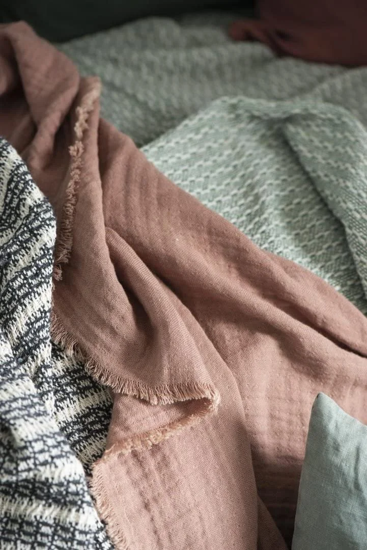 Плед IB Laursen Хлопок 160 x 130 см Кремовый / Зеленый узор, фото №3