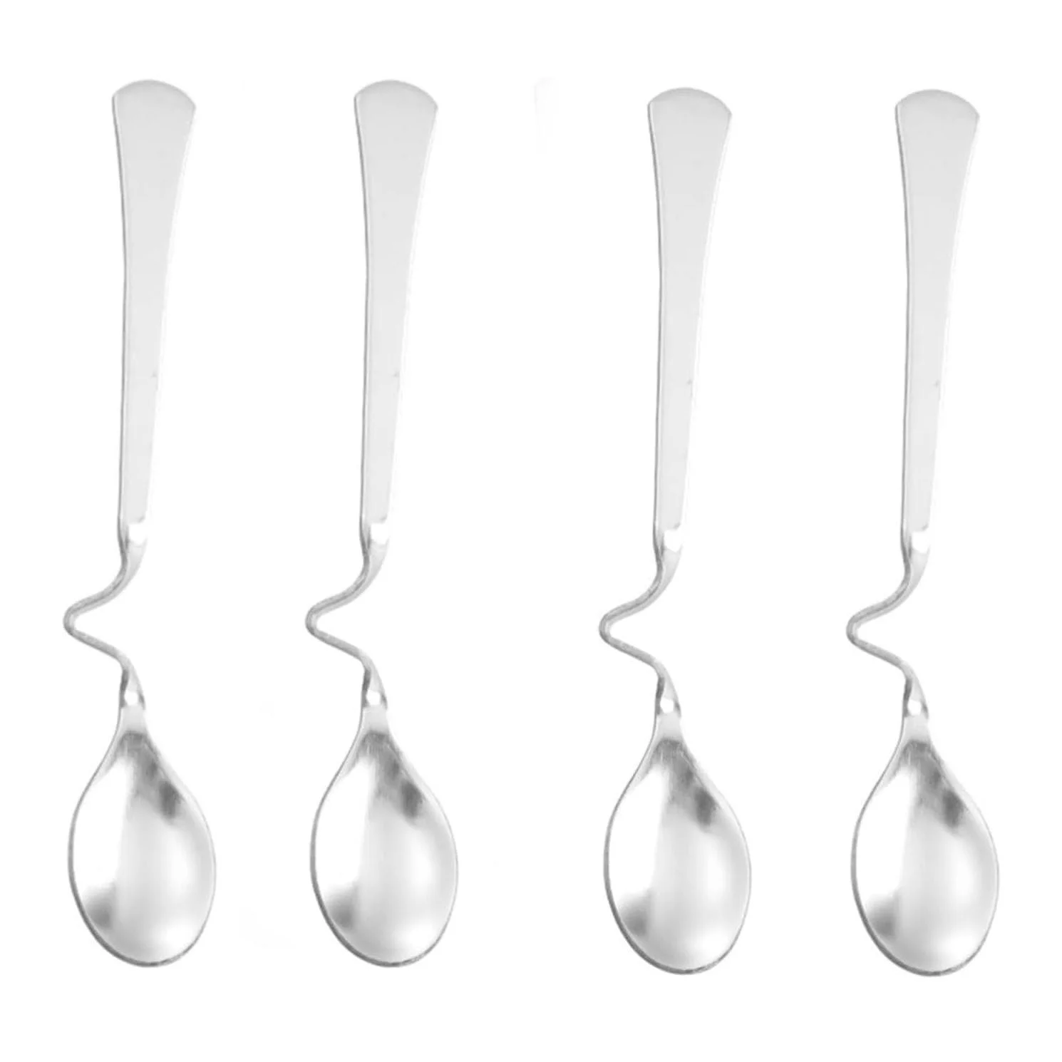 Набір з 4 ложок з нержавіючої сталі з вигнутою ручкою, фото №1