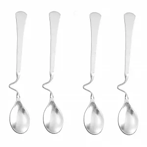 Набір з 4 ложок з нержавіючої сталі з вигнутою ручкою - Фото 1