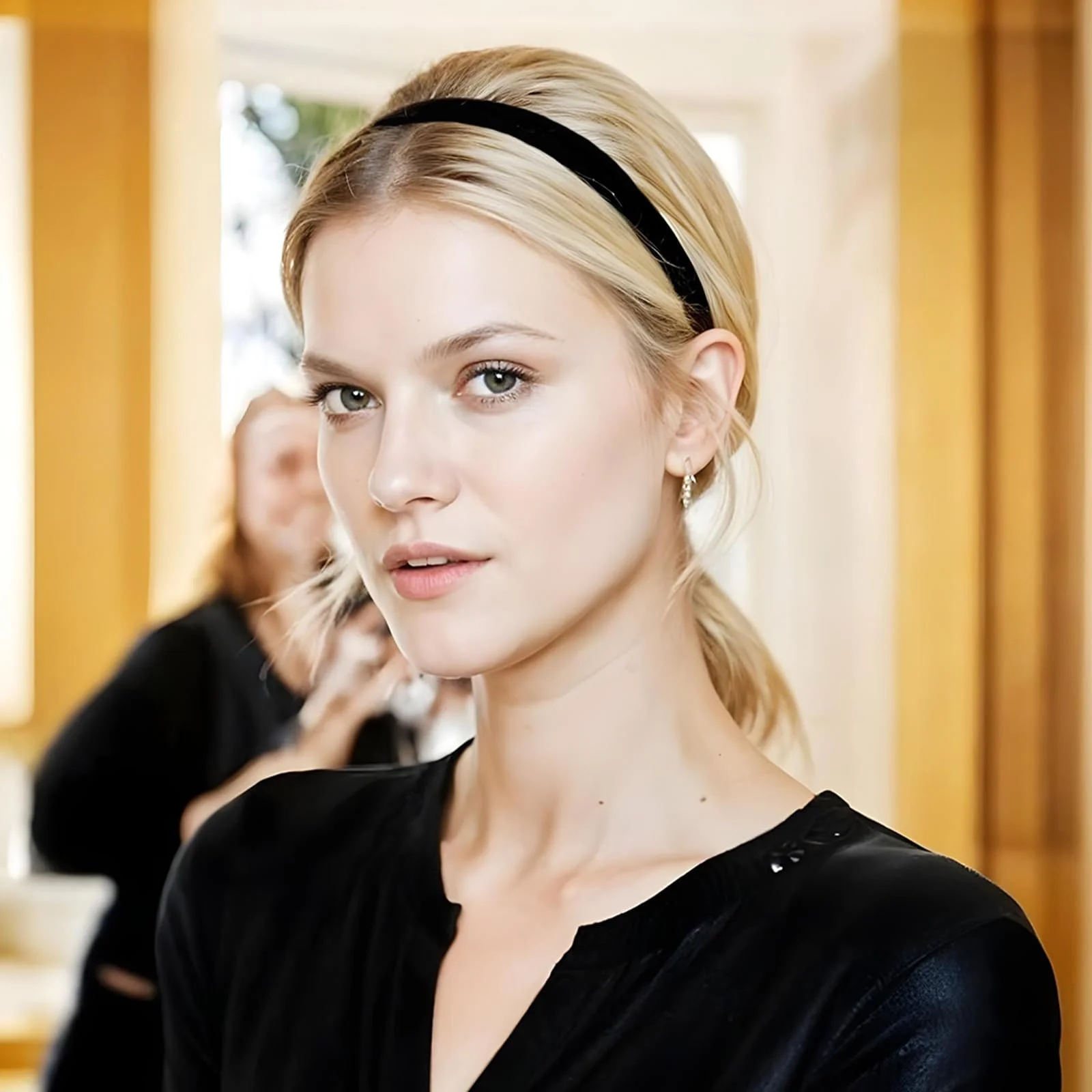 Обруч Атласный 2 шт Широкий Обруч 2 см Черный, фото №3