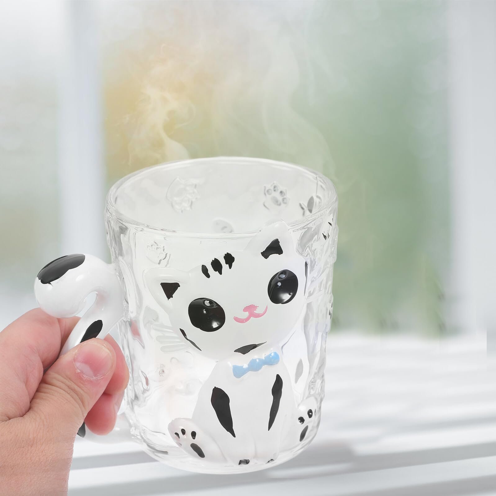 Кухоль Toyvian Скляний, розписаний вручну, з милим котячим малюнком, фото №4 Кухоль Toyvian Скляний, розписаний вручну, з милим котячим малюнком, фото №4