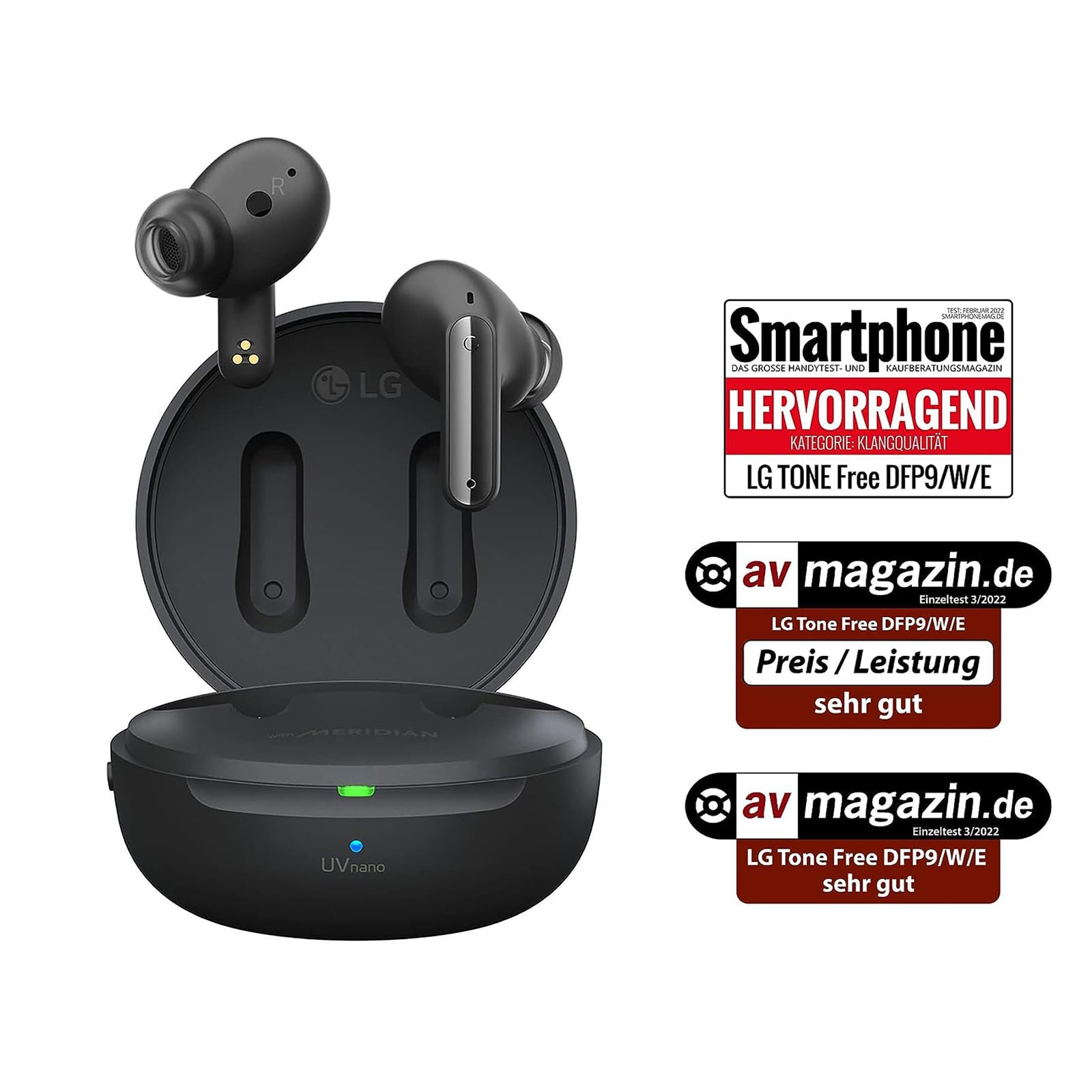 Наушники LG Tone Free DFP9 внутриканальные Bluetooth с Meridian Sound и активным шумоподавлением (ANC) черные, фото №2