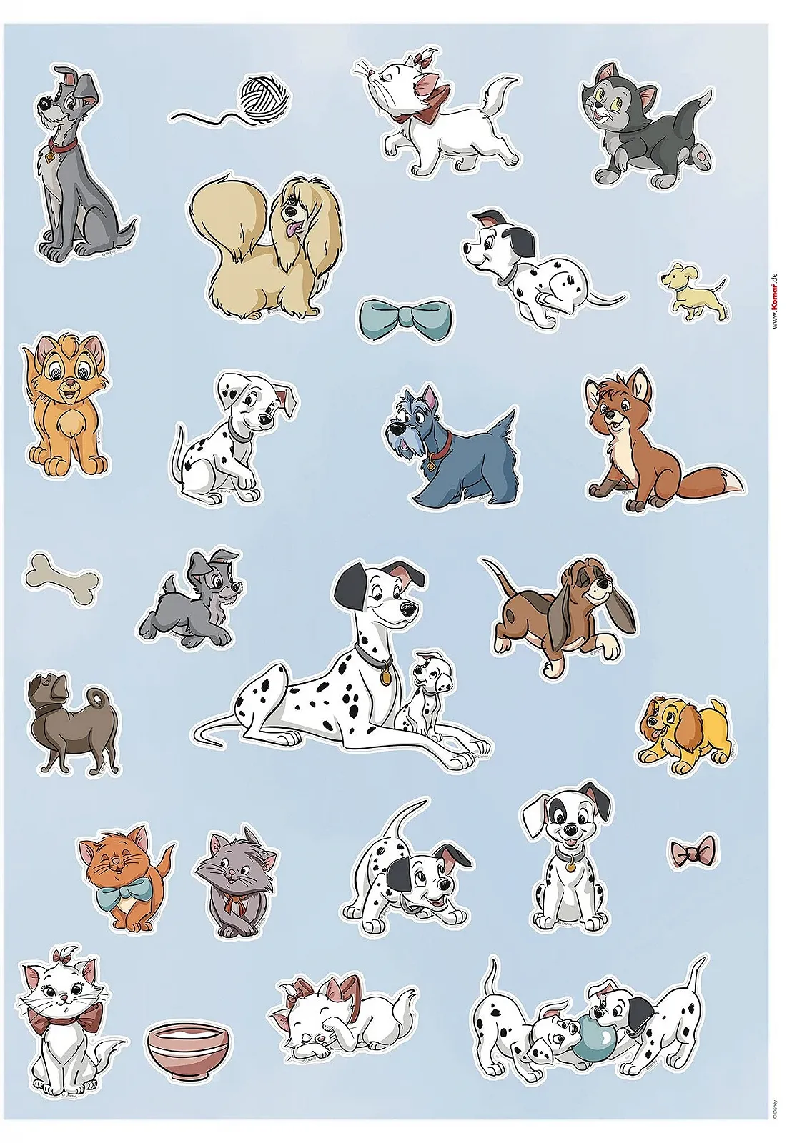 Наклейка на стену Komar Disney Cats and Dogs 50 x 70 см 27 шт., фото №4