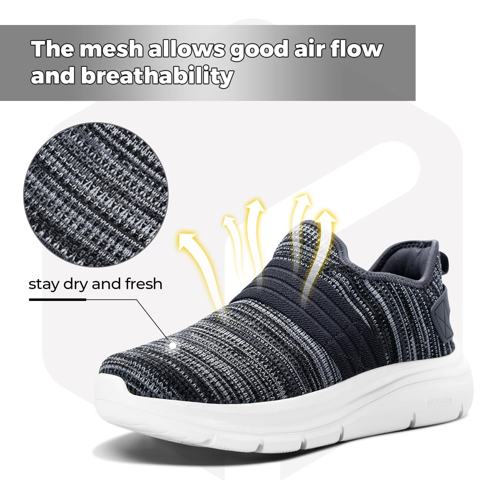 Кросівки FitVille Без шнурків Extra Wide Чорний, Сірий, фото №5 Кросівки FitVille Без шнурків Extra Wide Чорний, Сірий, фото №5