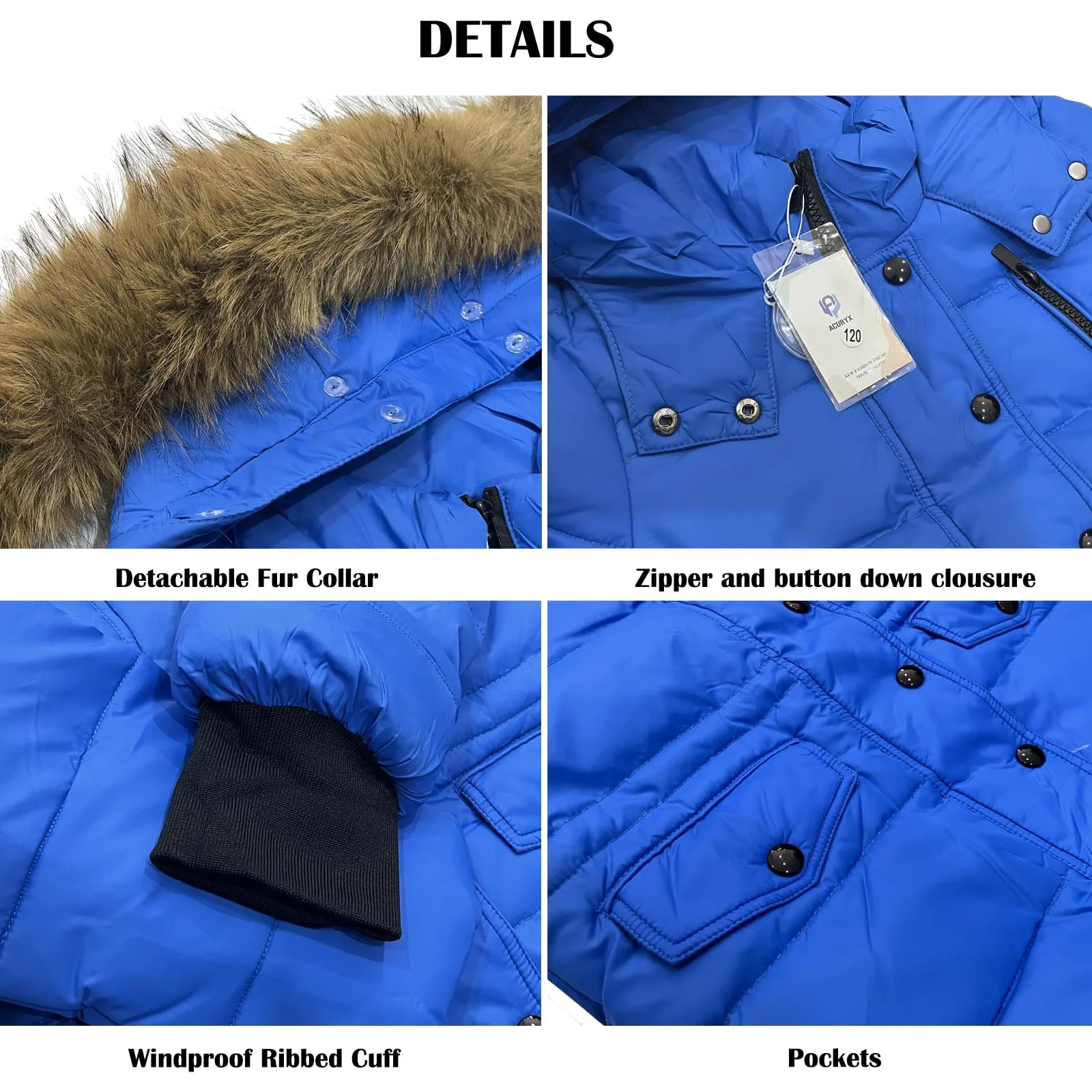 Пуховик Acuryx Дитячий для дівчаток і хлопчиків з капюшоном зі штучного хутра, фото №4