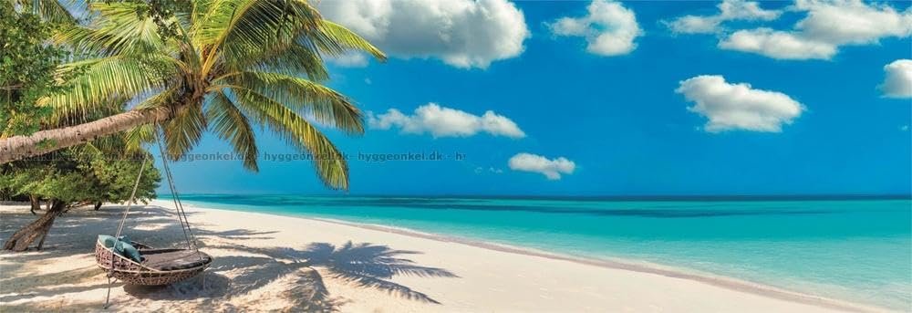 Пазл Clementoni Panoramic Tropical Beach with Palm Tree Swinging By The Ocean 1000 элементов 98 x 33 см, фото №2