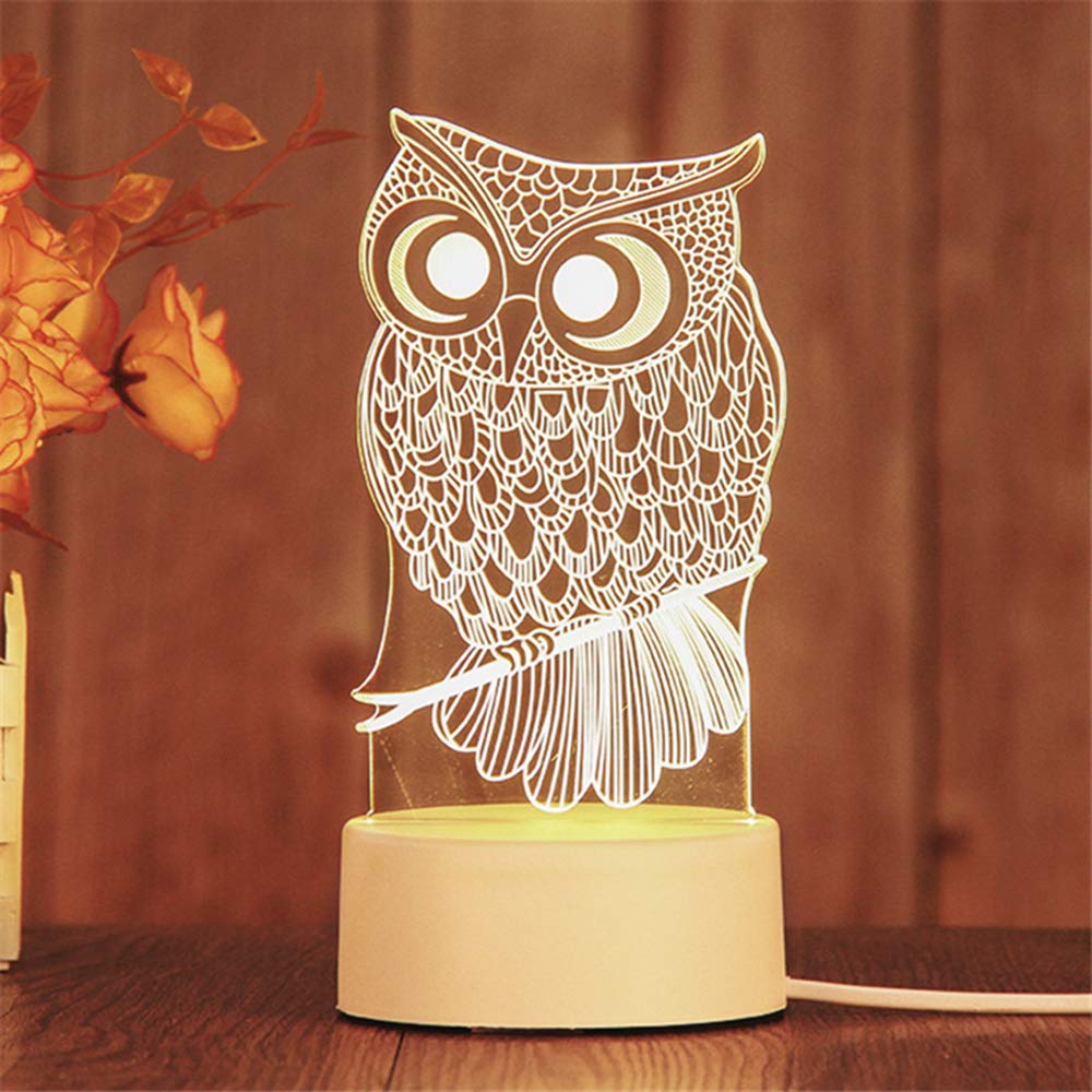 Лампа Mengjay 3D Owl LED для девочки 7 лет, фото №4