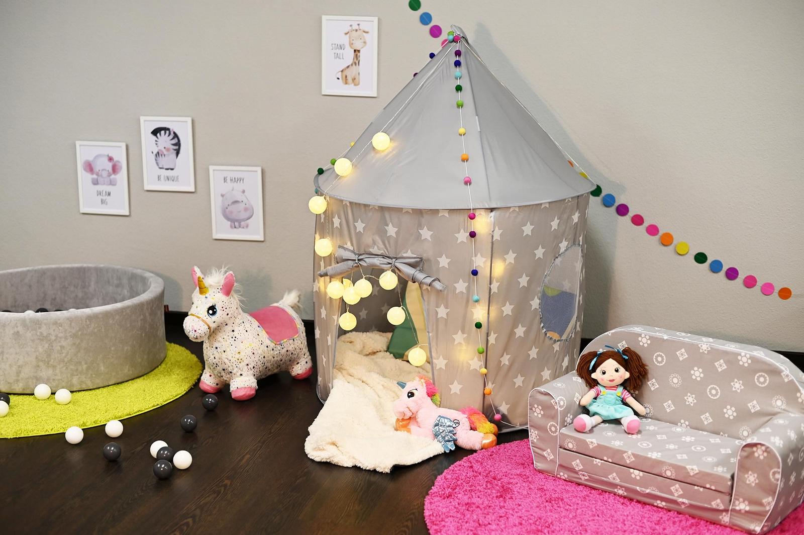Палатка для игр Knorrtoys Stars 55541 серая с белым, фото №4