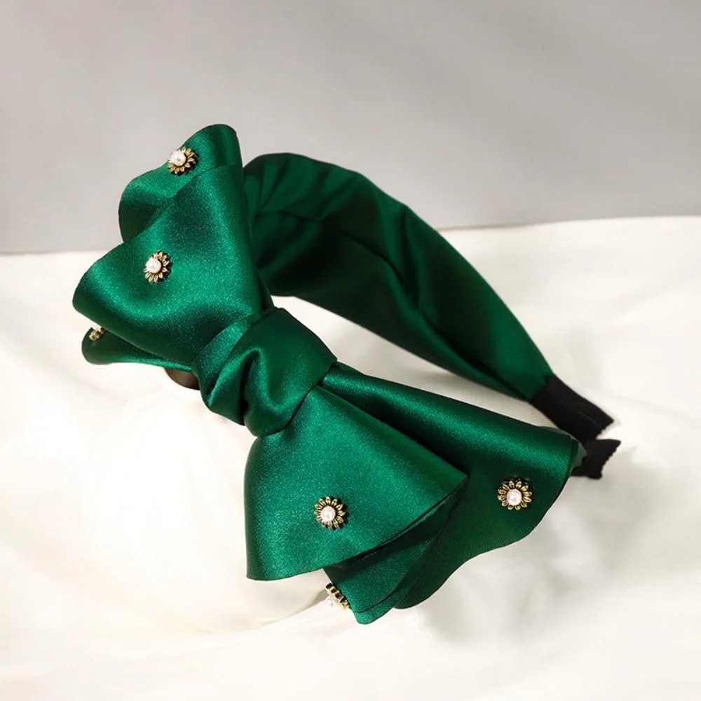 Обруч атласний однотонний з великим бантом, широкий, фото №2 Обруч атласний однотонний з великим бантом, широкий, фото №2