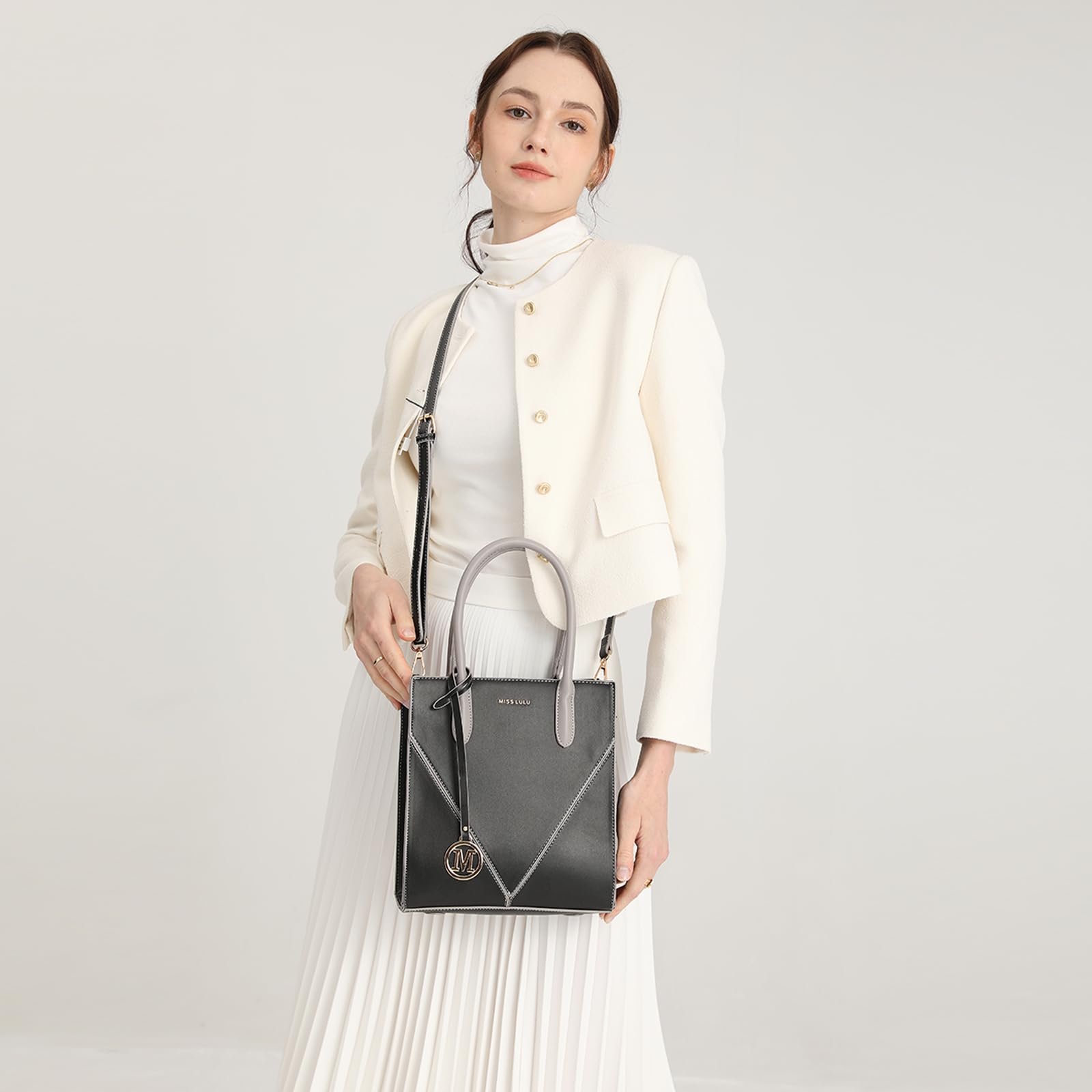 Сумка женская Miss Lulu Shopper, черная, размер Unit, Retro, фото №6