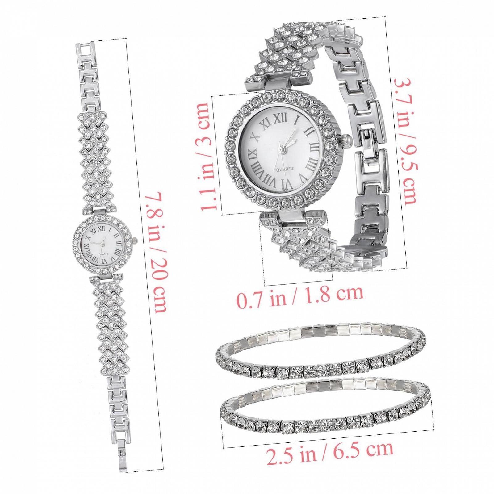 Часы PartyKindom Женские Золотые Стразы Золотые Часы Кварцевые Часы Браслет Ожерелье Золотистый Нержавеющая Сталь, фото №2