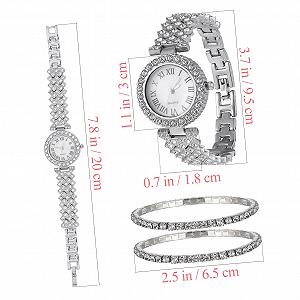 Часы PartyKindom Женские Золотые Стразы Золотые Часы Кварцевые Часы Браслет Ожерелье Золотистый Нержавеющая Сталь synthetic.ua - Фото 1