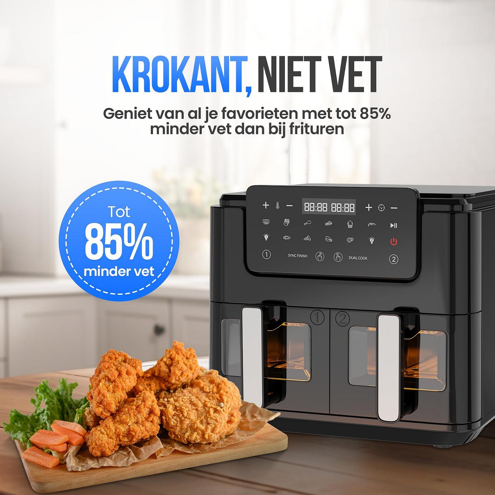 Мультипіч Strex Airfryer XXL 10 л 2500 Вт 50ºC-200ºC 10 програм Чорна, фото №8 Мультипіч Strex Airfryer XXL 10 л 2500 Вт 50ºC-200ºC 10 програм Чорна, фото №8