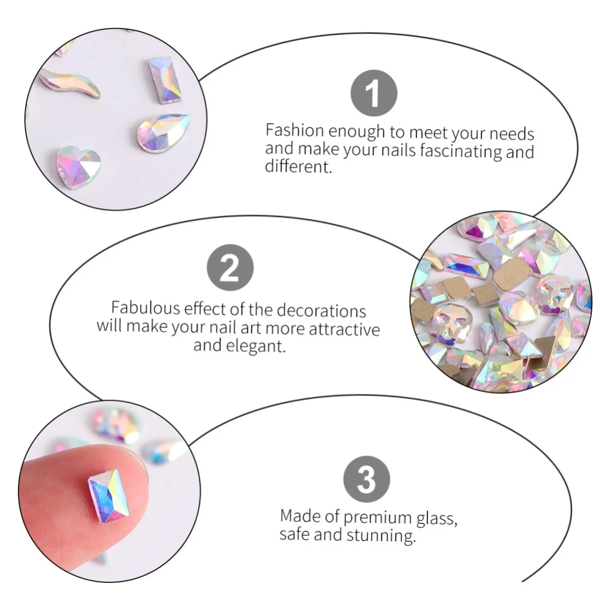 Стразы AB Holographic Flatback 100 шт. Разных форм для маникюра и творческого дизайна, блестящие украшения, фото №7