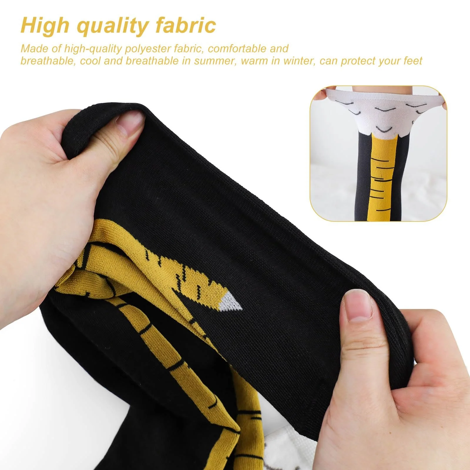 Шкарпетки вище колін JANDH з курячими лапками, 3 пари, фото №4