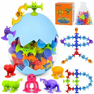 Игрушка на присосках Ulikey для детей, 42 штуки, сенсорная Монтессори, с хранением в яйце динозавра - Фото 1