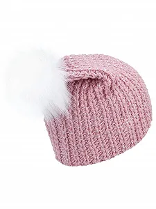 Шапка Дитяча Marhatter GRL Power Зимова Вязана з Бубоном, Пудрово-Рожева synthetic.ua - Фото 1