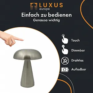 Настільна лампа Luxus Sofia Срібляста H21 x Ø16 LED Акумуляторна з регулюванням яскравості Бездротова synthetic.ua - Фото 1