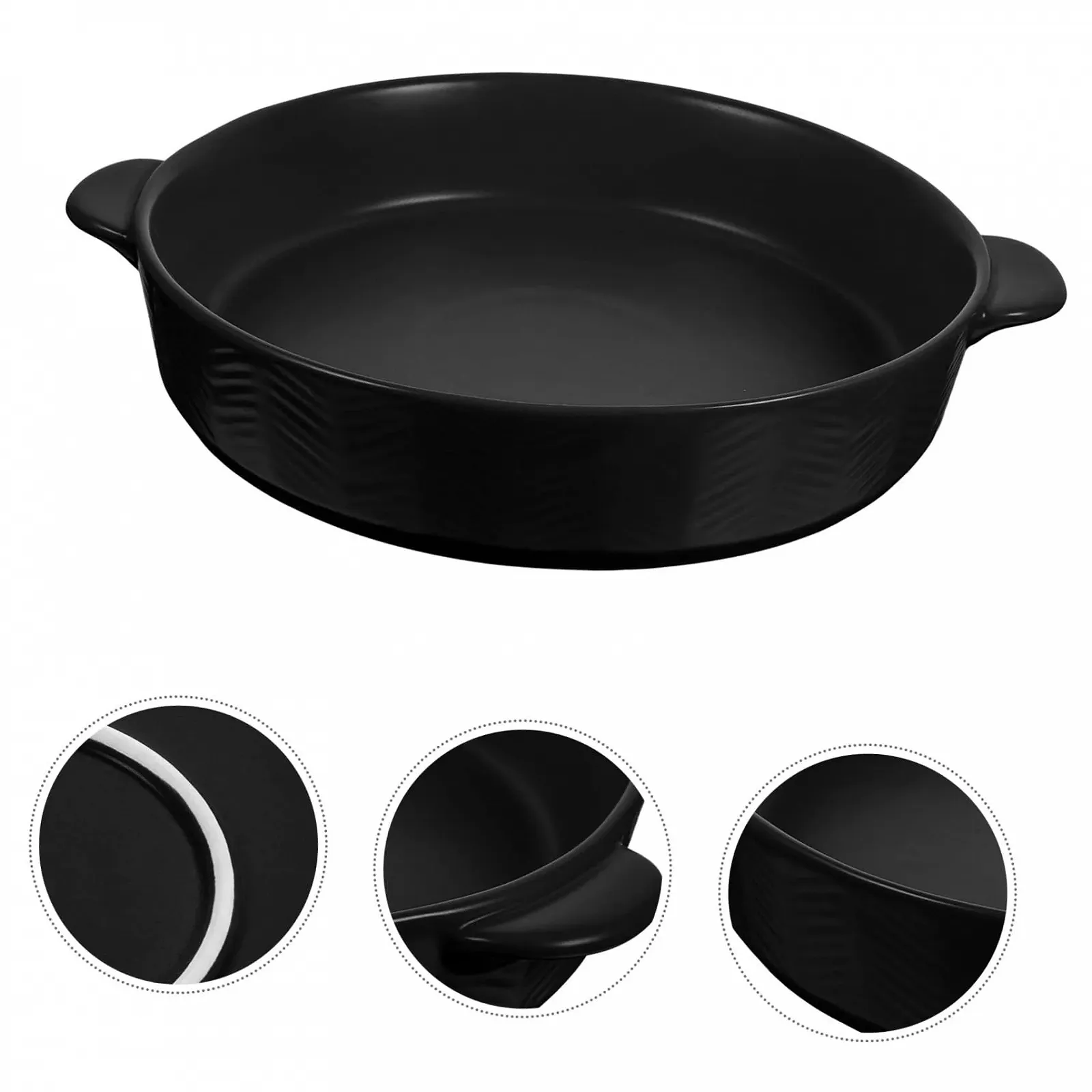 Керамическая форма для запекания GLEAVI с двойной ручкой круглая термостойкая, фото №3