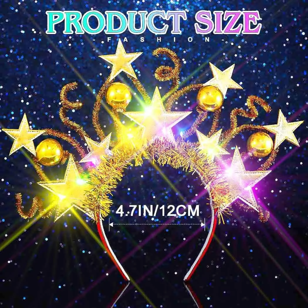 Обруч Зірки, що світяться, LED Кульки Золотий, Один розмір, фото №3