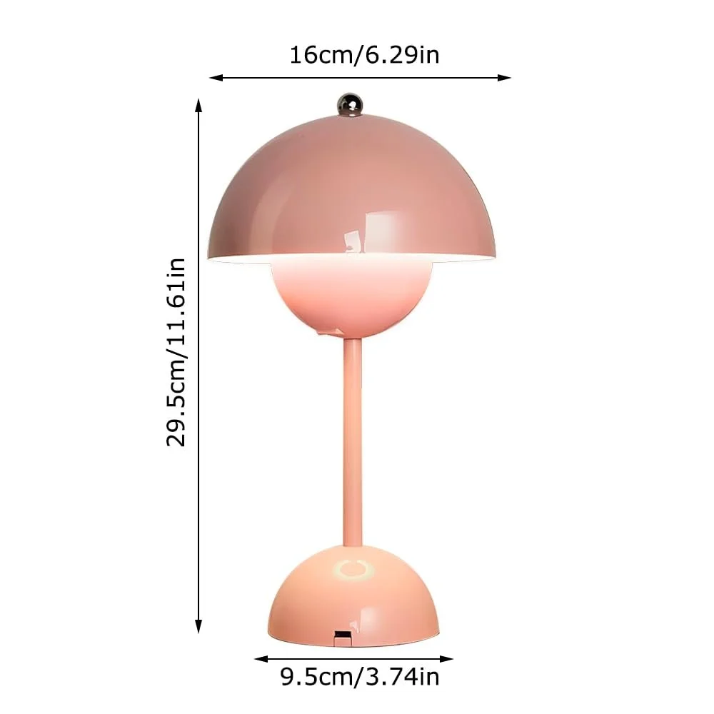Настільна лампа Flowerpot Mushroom акумуляторна сенсорна USB Рожева, фото №2