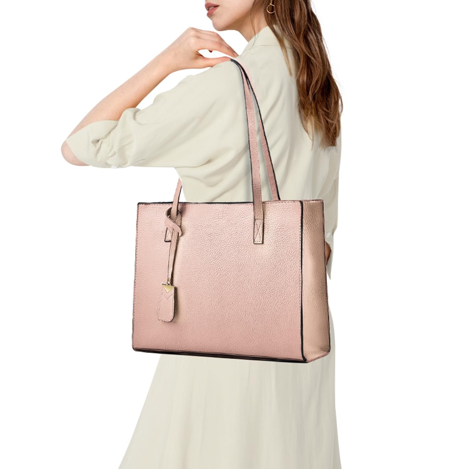 Женская сумка-тоут из искусственной кожи Cckuu, однотонная, с ручками сверху, для работы, учебы и шоппинга, фото №2 Женская сумка-тоут из искусственной кожи Cckuu, однотонная, с ручками сверху, для работы, учебы и шоппинга, фото №2