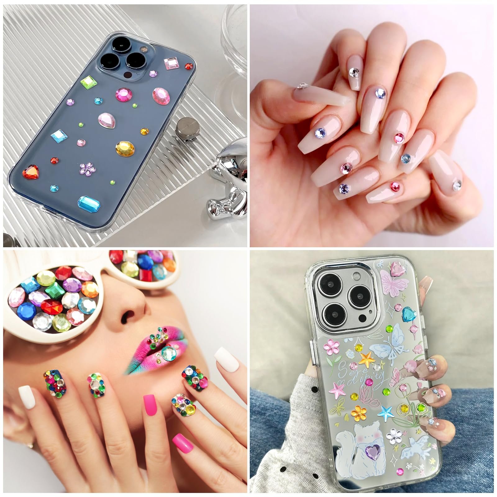 Стразы Naler, набор 1786 шт, самоклеящиеся, блестящие, 15 листов, разноцветные, фото №7