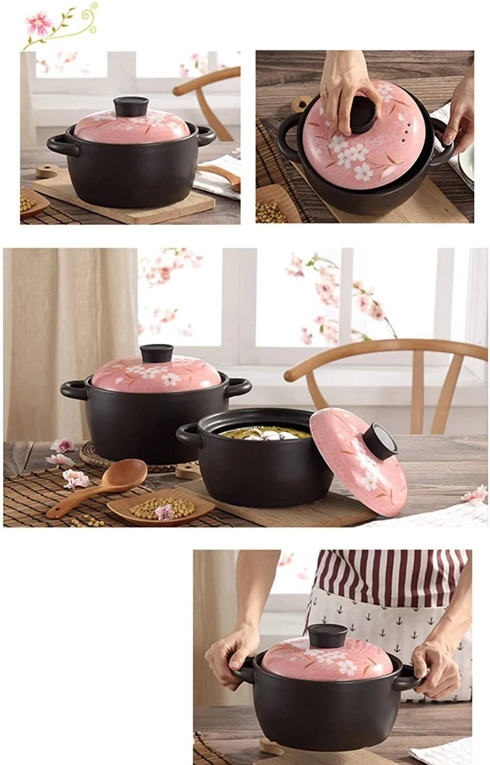 Каструля керамічна термостійка для тушкування чорна, фото №3