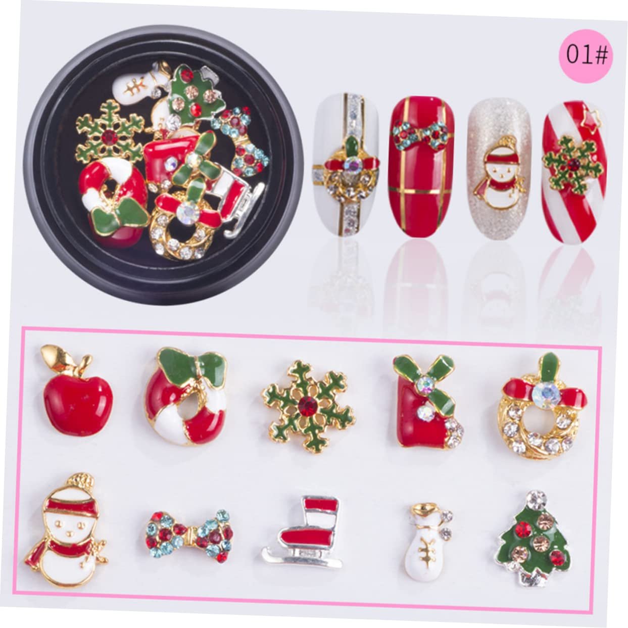 Наклейки для ногтей Beavorty 3 набора Рождественские украшения Женские украшения Блестки для ногтей Стразы для вечеринок 20 штук * 3, фото №9